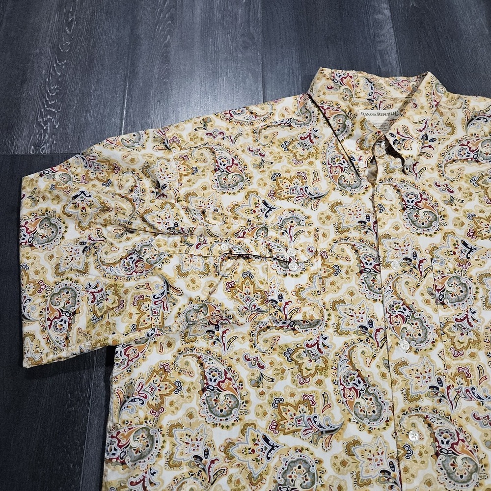 VTG Banana Republic Button Down Shirt‎ Men XL Paisley AOP Y2k Preppy Multicolor